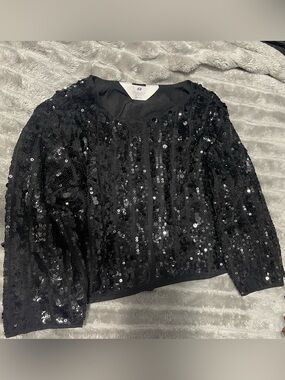 H&M Black Sequin Women's Cropped Jacket